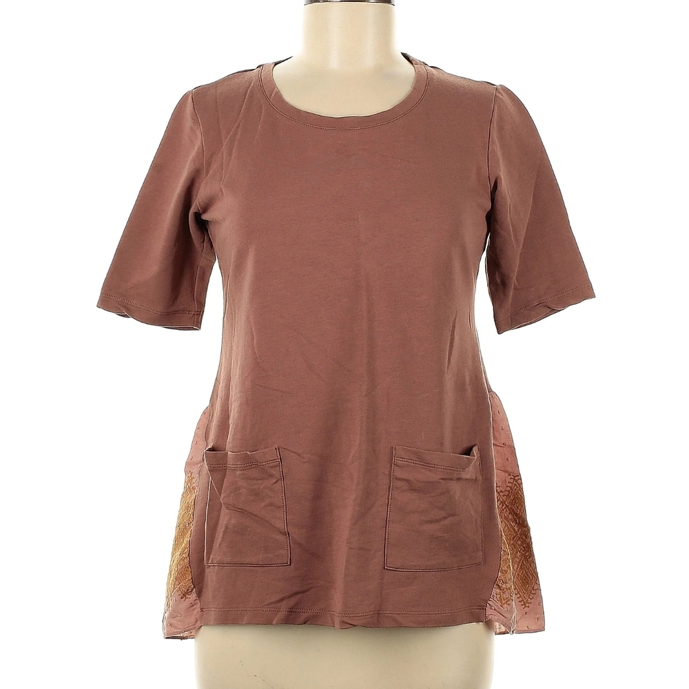 Elegant Mauve Short Sleeve Top with Pockets